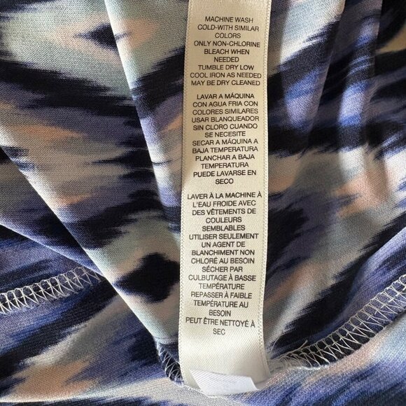 Chico's Nouveau Ikat Dress, Blue Multicolor Slit Sleeves Women's Size 1 (M) - Picture 12 of 13